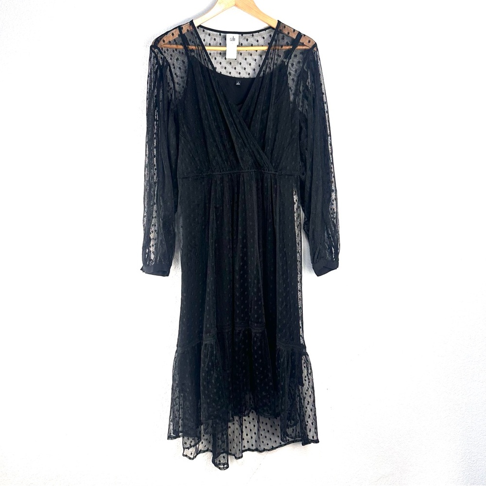 CAbi Black Sheer Theatre Dress